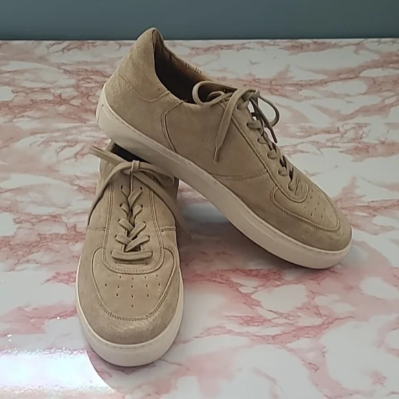 EUC Franco Fortini Taupe Suede Leather James Sneakers Sz Men 10.5 - Picture 1 of 9